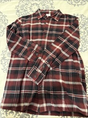 GAP Boys’ Burgundy and Black Plaid Button-Down Shirt